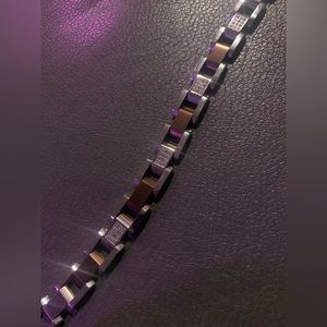 Real diamond and stainless steel bracelet 8 inch